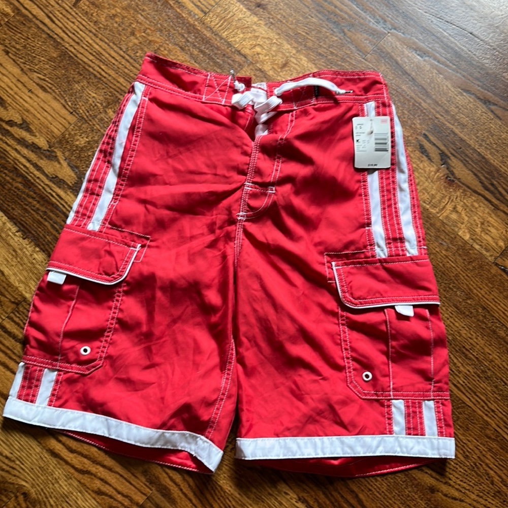 NWT Joe Boxer Small Swim Shorts Red/white